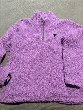 PINK Victoria's Secret Kids Plush Quarter-Zip Pullover - Lavender